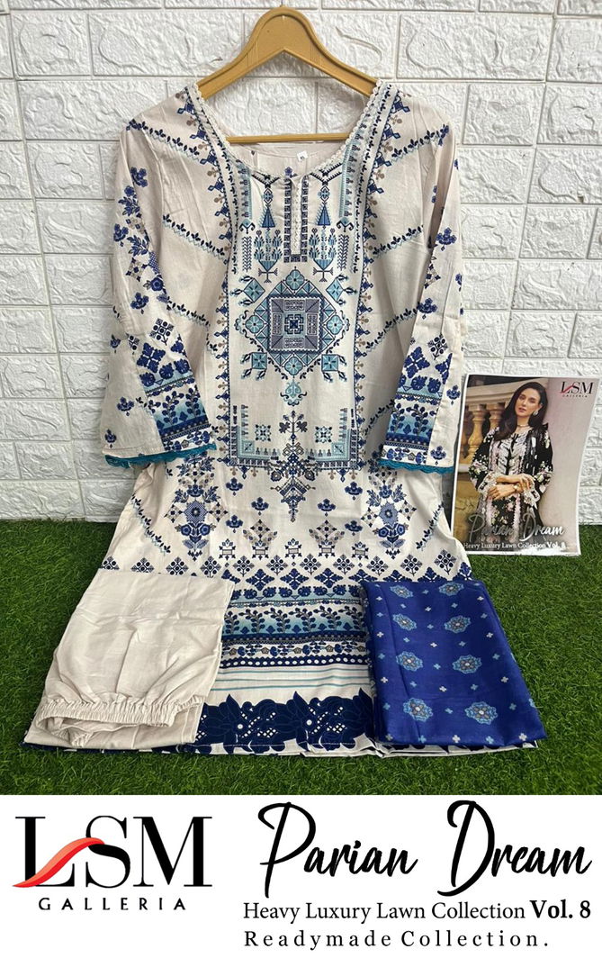 Lsm Parian Dream Vol 8 Lawn Cotton Pakistani Readymade Suits Wholesale Market In Surat
